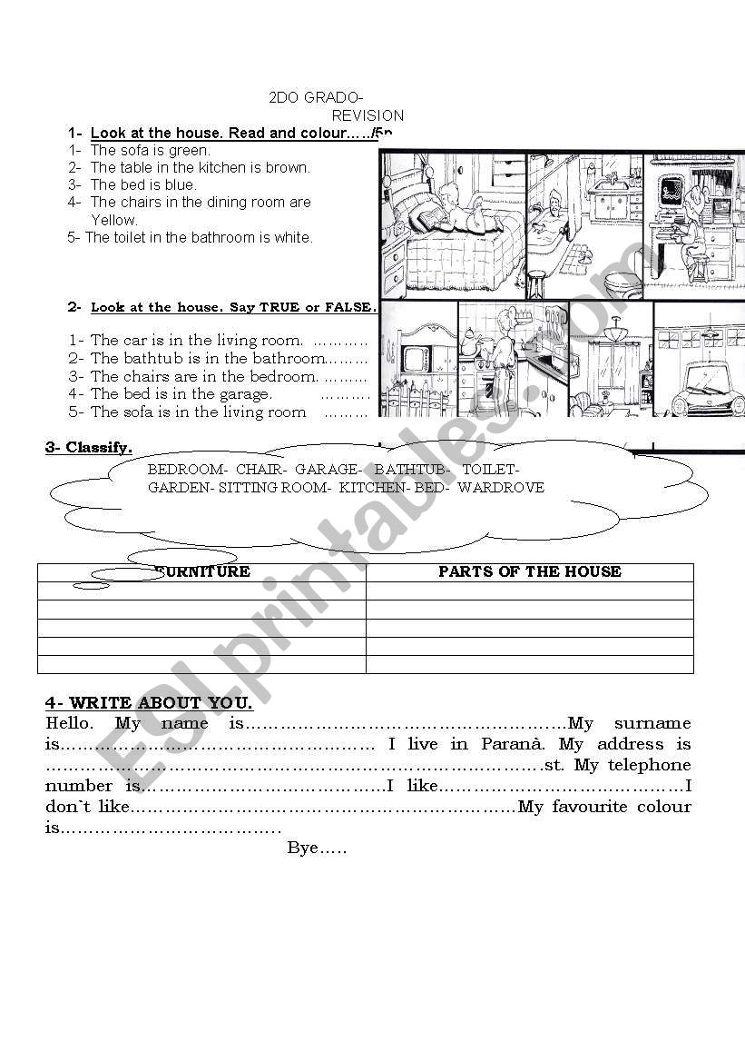 the house worksheet