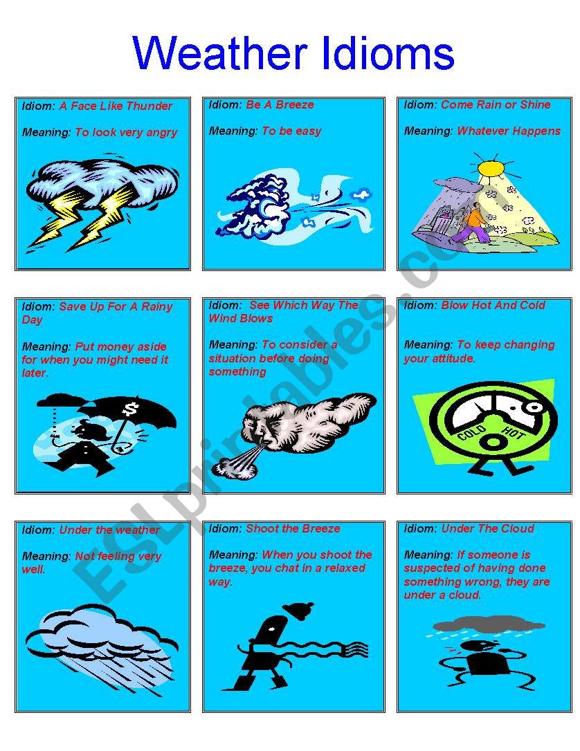 Weather Idioms - ESL worksheet by robbee1978