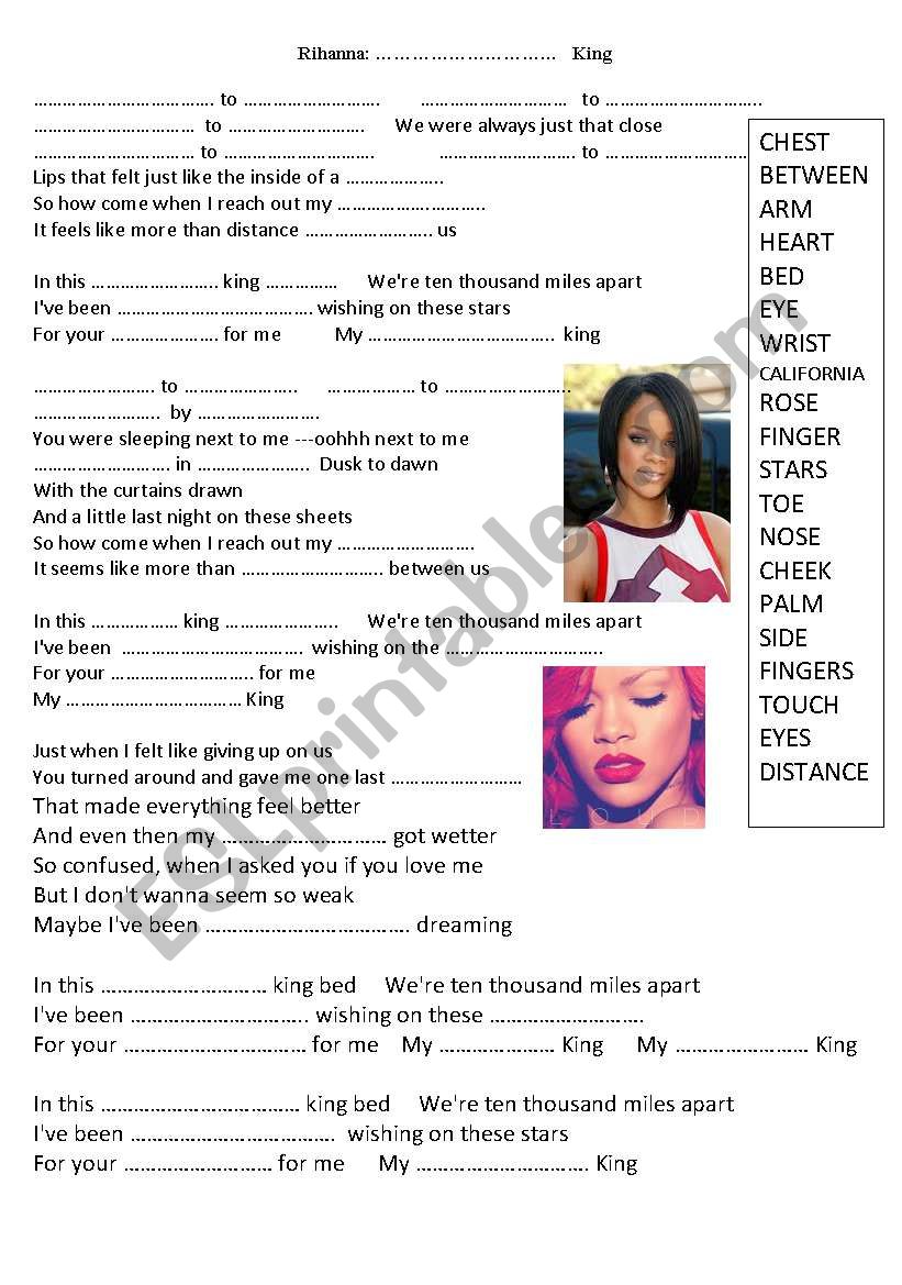 rihanna HAPPINESS worksheet