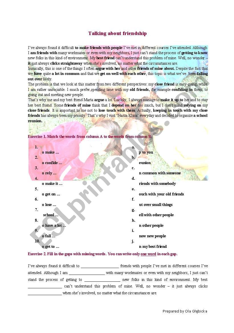 friendship worksheet