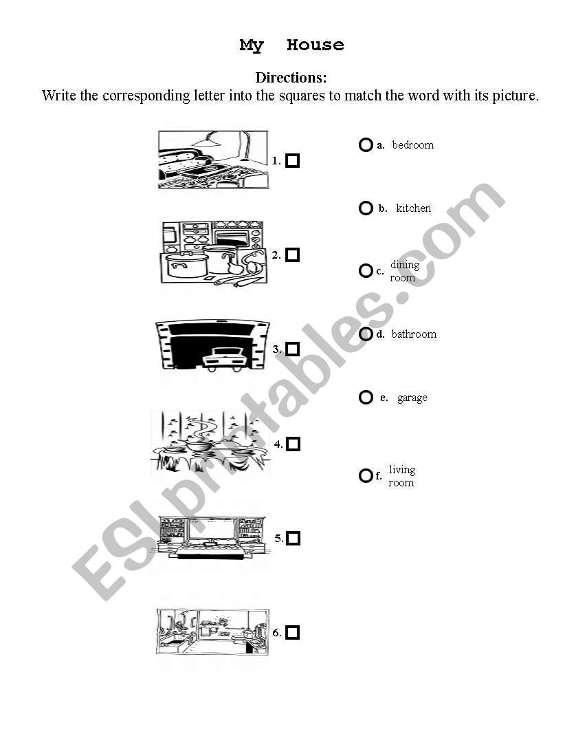ROOMS IN THE HOUSE worksheet