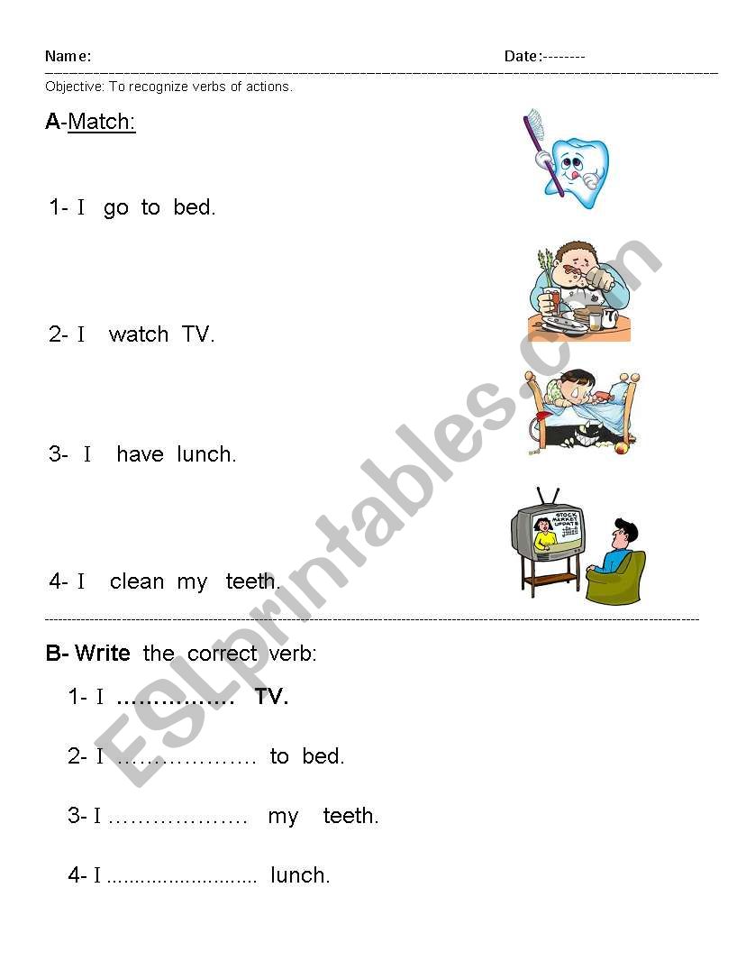 Daily routines worksheet