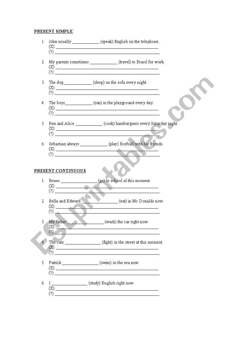 Tenses S. PRESENT - S. PAST - PRESENT CONT AND FUTURE