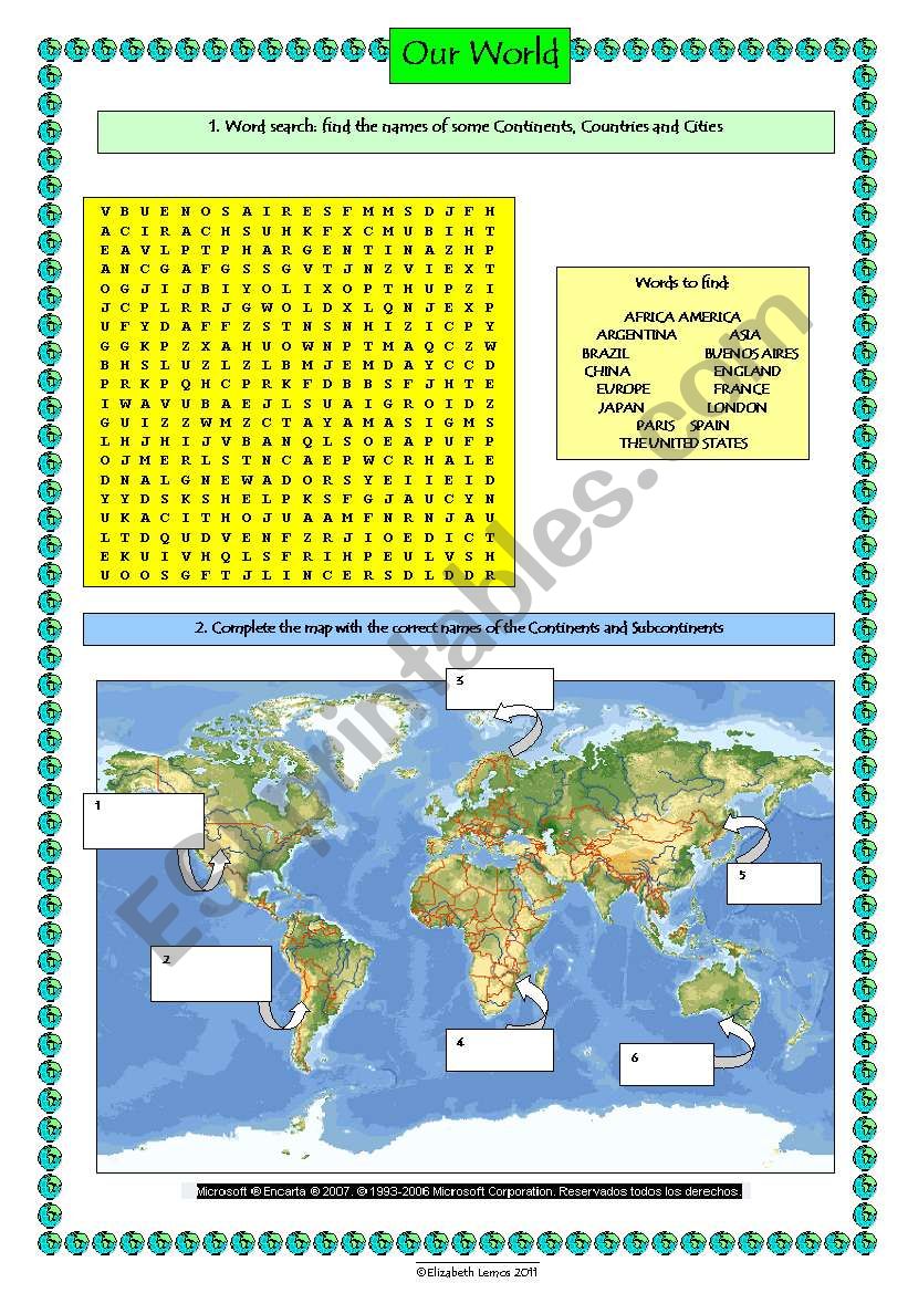 Our World: Continents, Countries and Cities