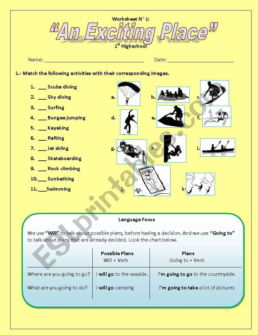 An exciting place to live worksheet