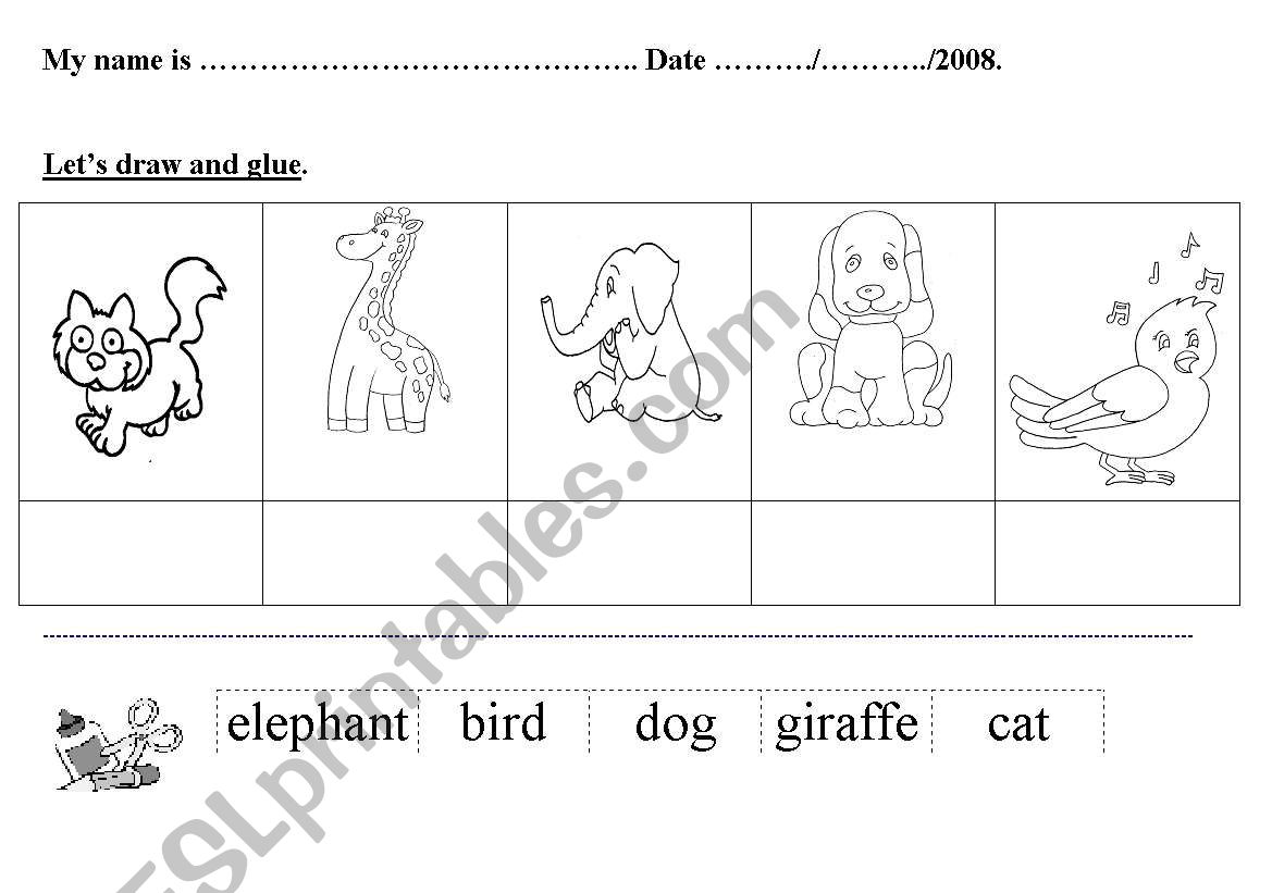 Animal (bird, elephant, giraffe, dog and cat)