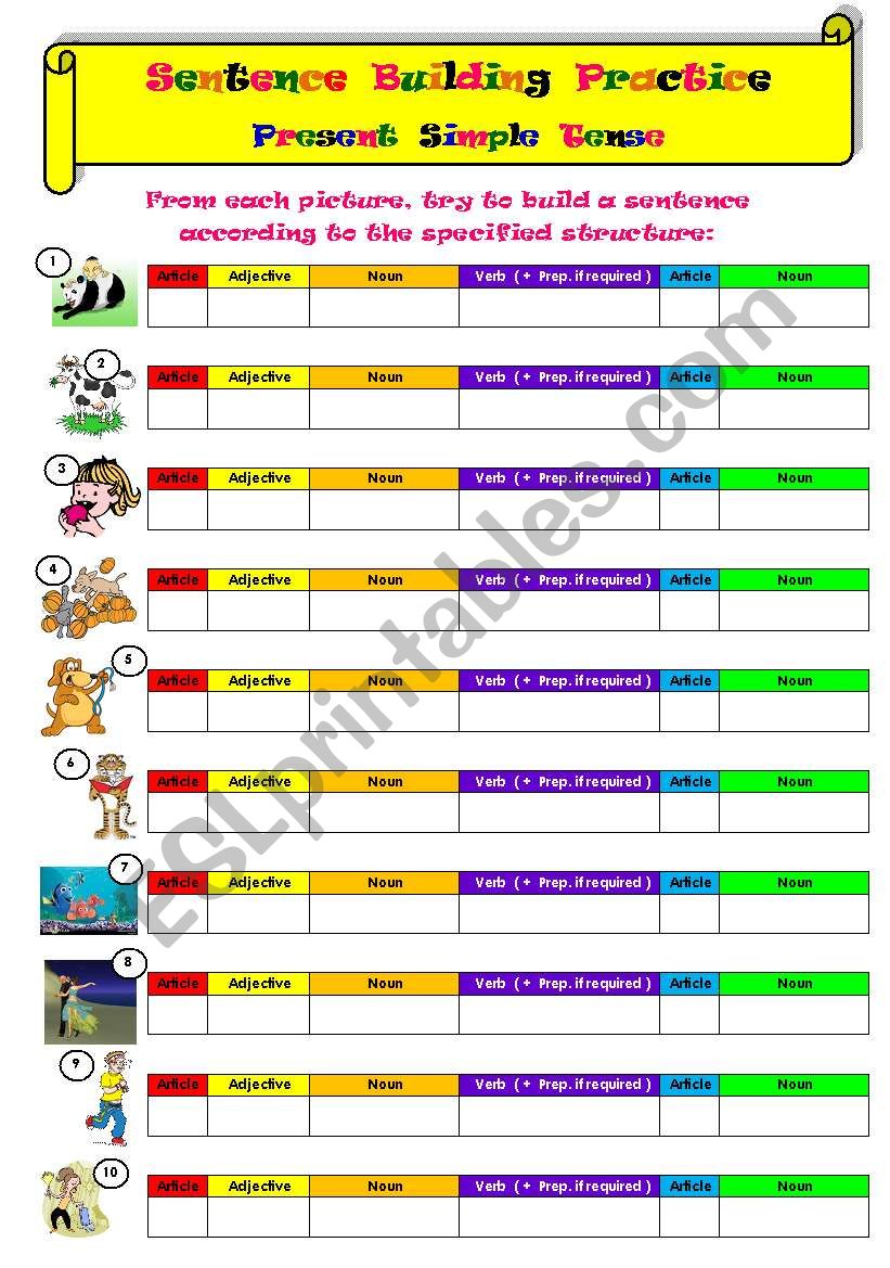 Present Simple Tense - Sentence Building Practice