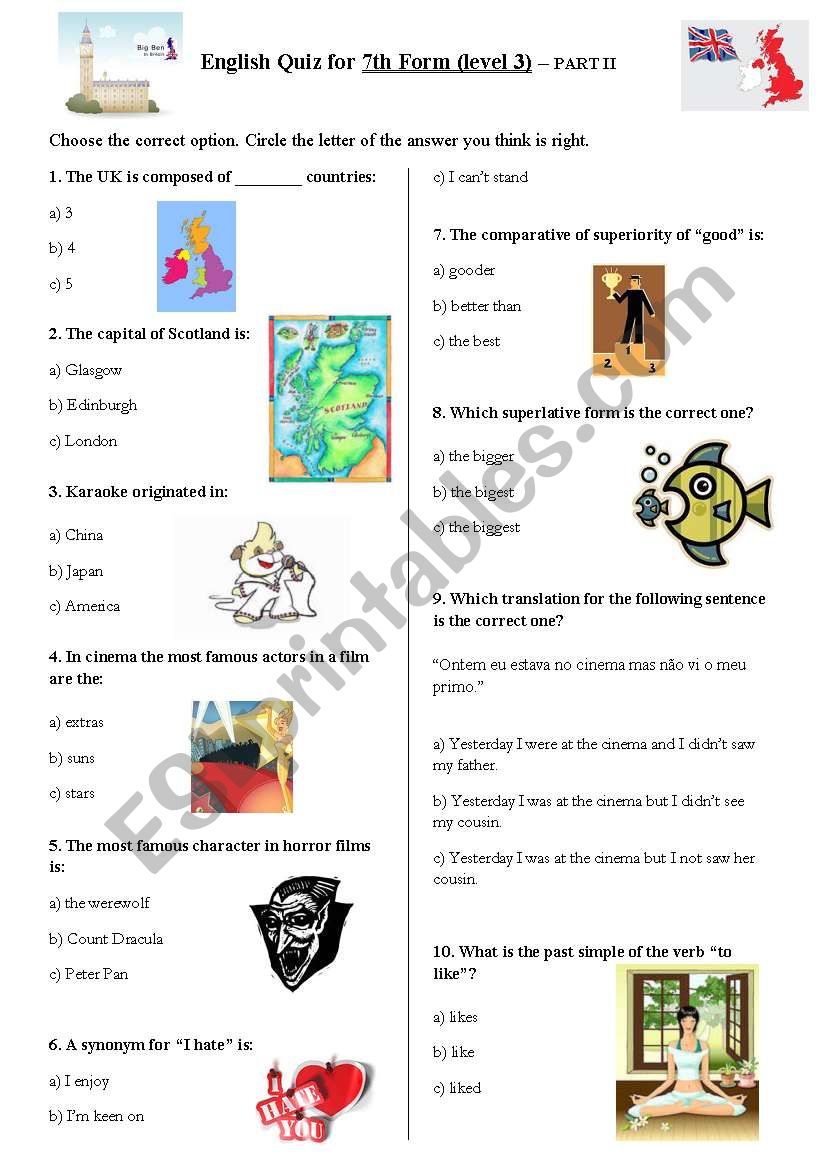 Language Olympics - 7th, 8th and 9th forms - Part II