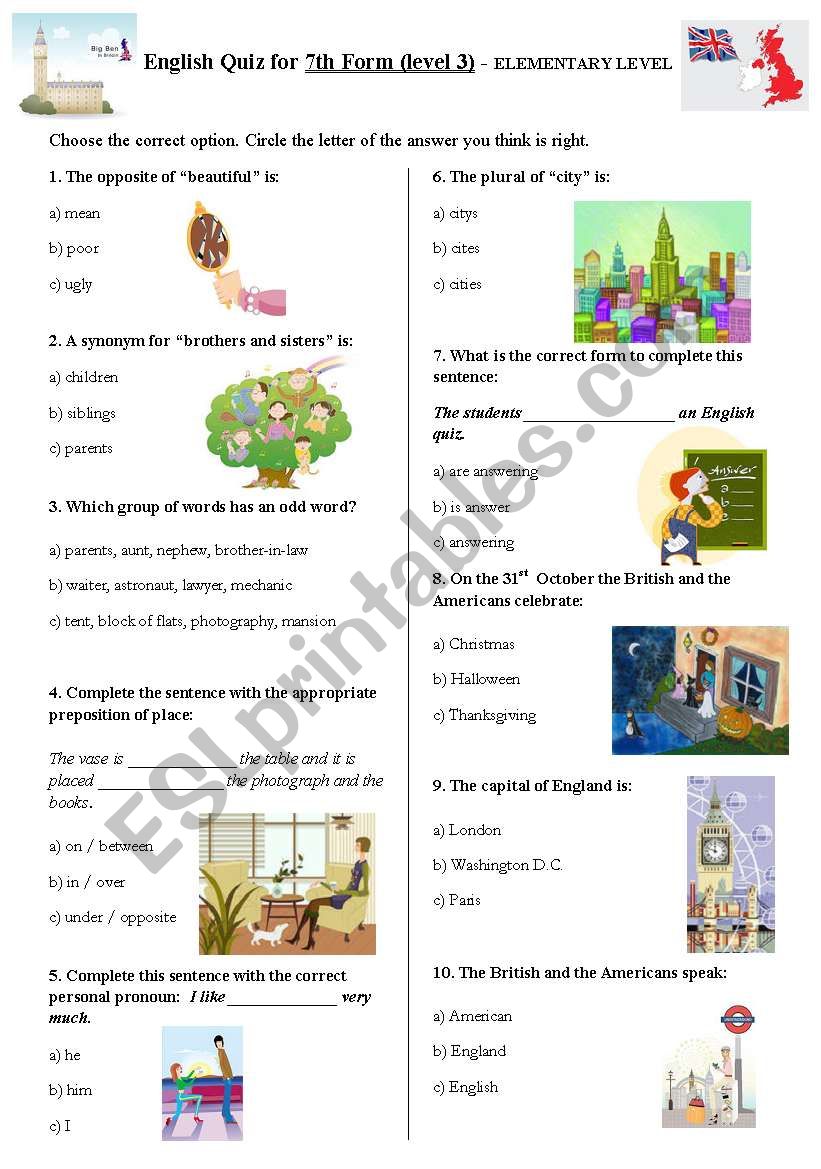 Language Olympics for the 7th, 8th and 9th forms - Part I