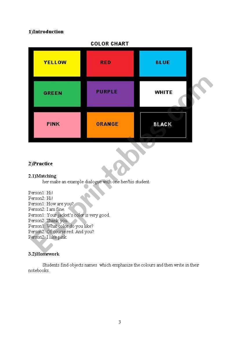 colors worksheet