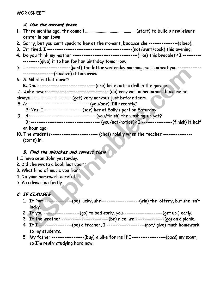 mixed worksheet worksheet