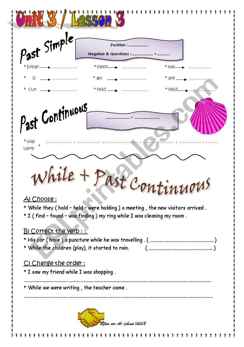 past continuous worksheet