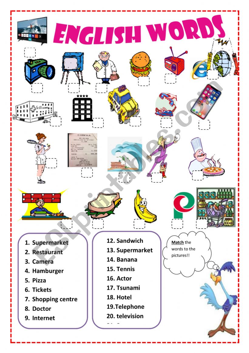 English words we know worksheet