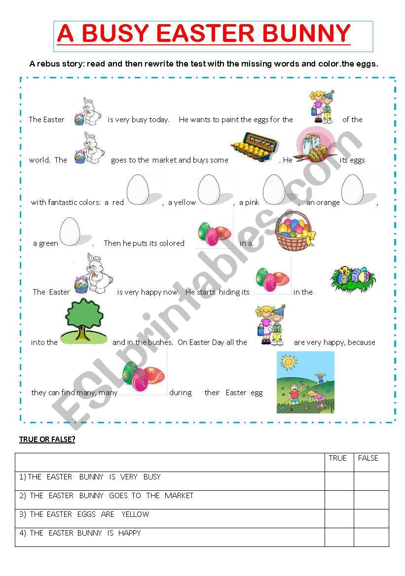 A BUSY EASTER BUNNY worksheet