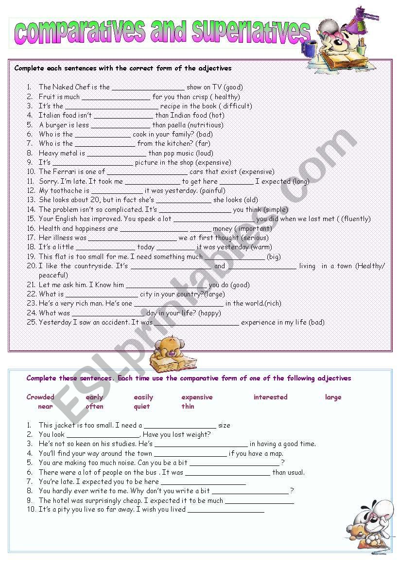 COMPARATIVES AND SUPERLATIVES worksheet