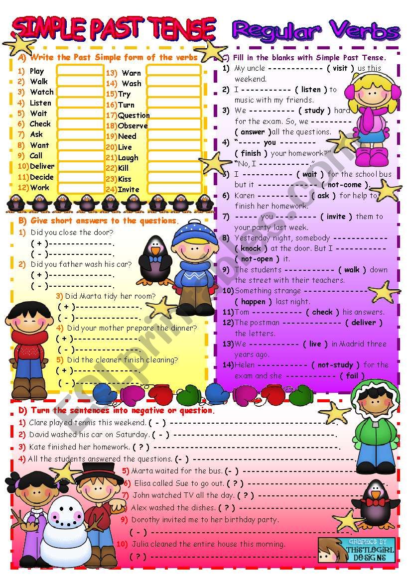 PAST SIMPLE / REGULAR VERBS (+B&W)