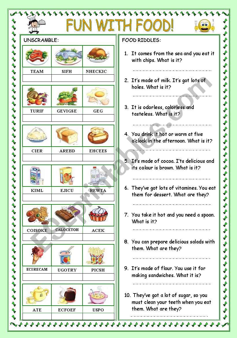 FUN WITH FOOD! worksheet