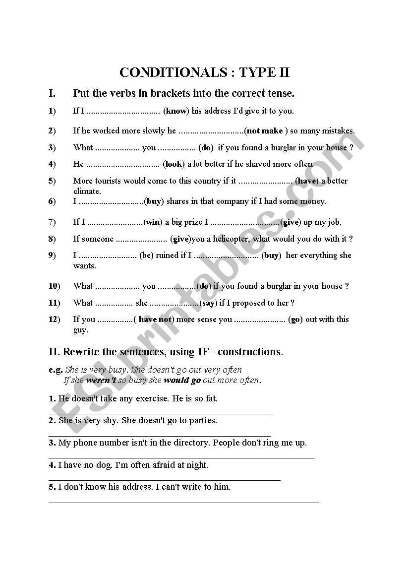 conditionals II worksheet