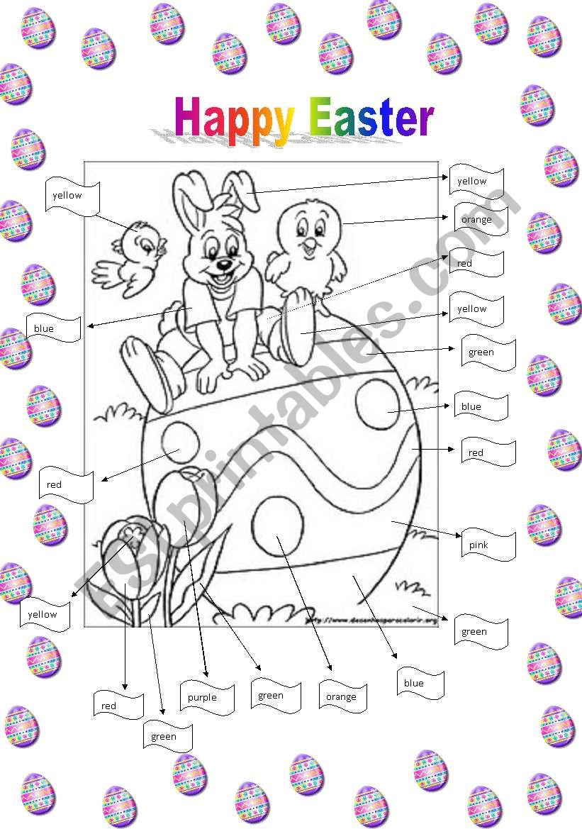 EASTER TO COLOR!!! worksheet