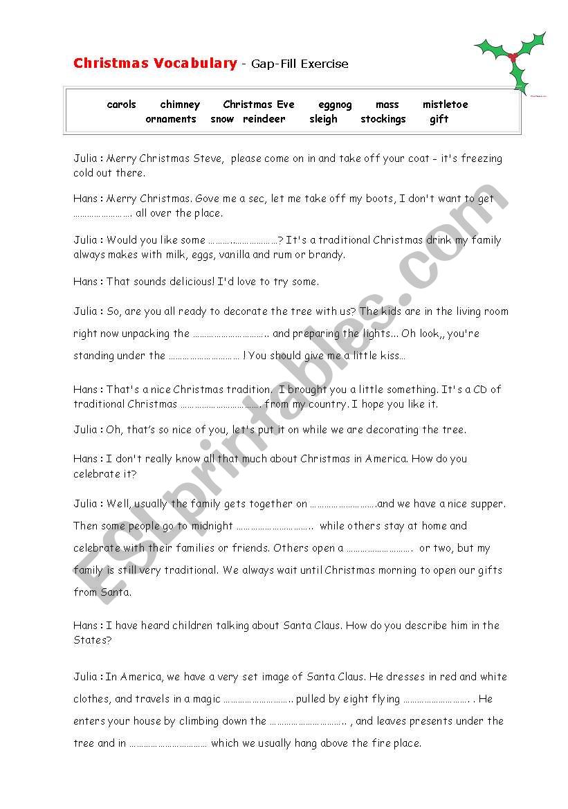 Christmas Vocabulary worksheet