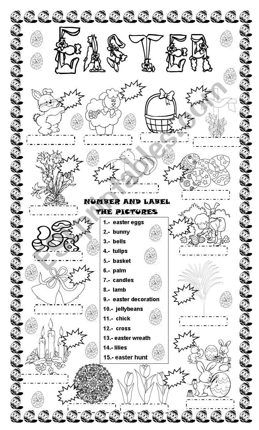 Easter: number and label the pictures