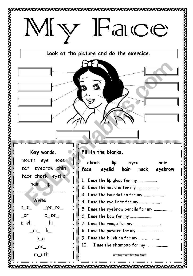 My Face worksheet