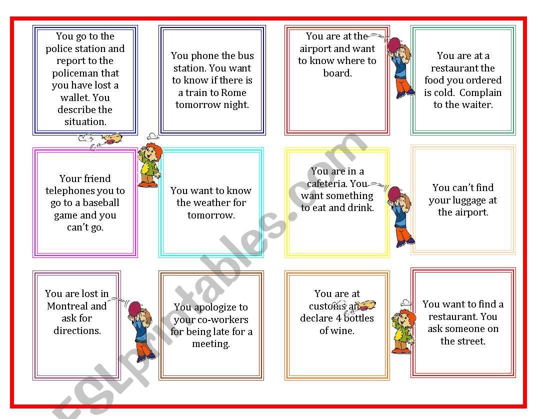 ROLEPLAY SITUATION CARDS worksheet