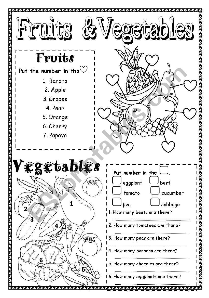 Fruits & vegetables worksheet