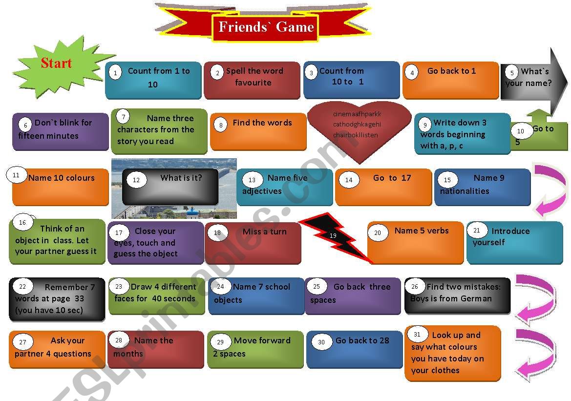 Board Game worksheet