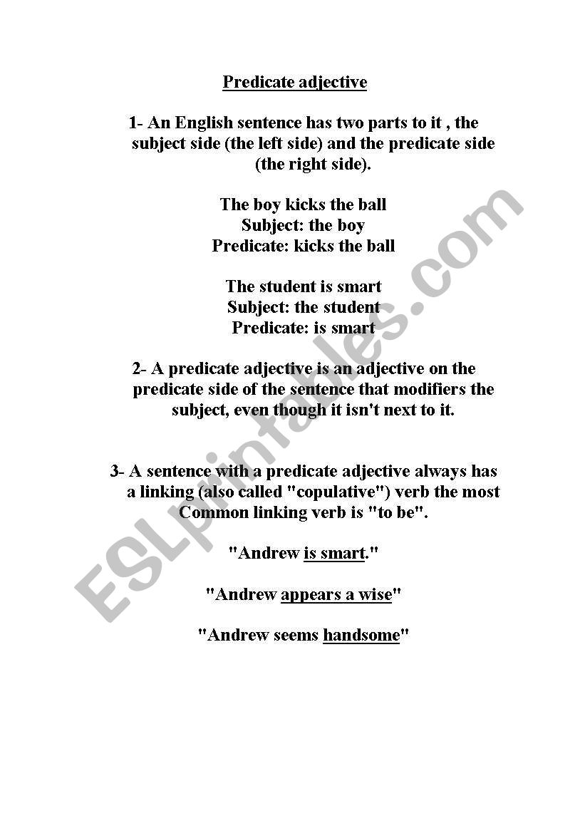 english-worksheets-predicate-adjective