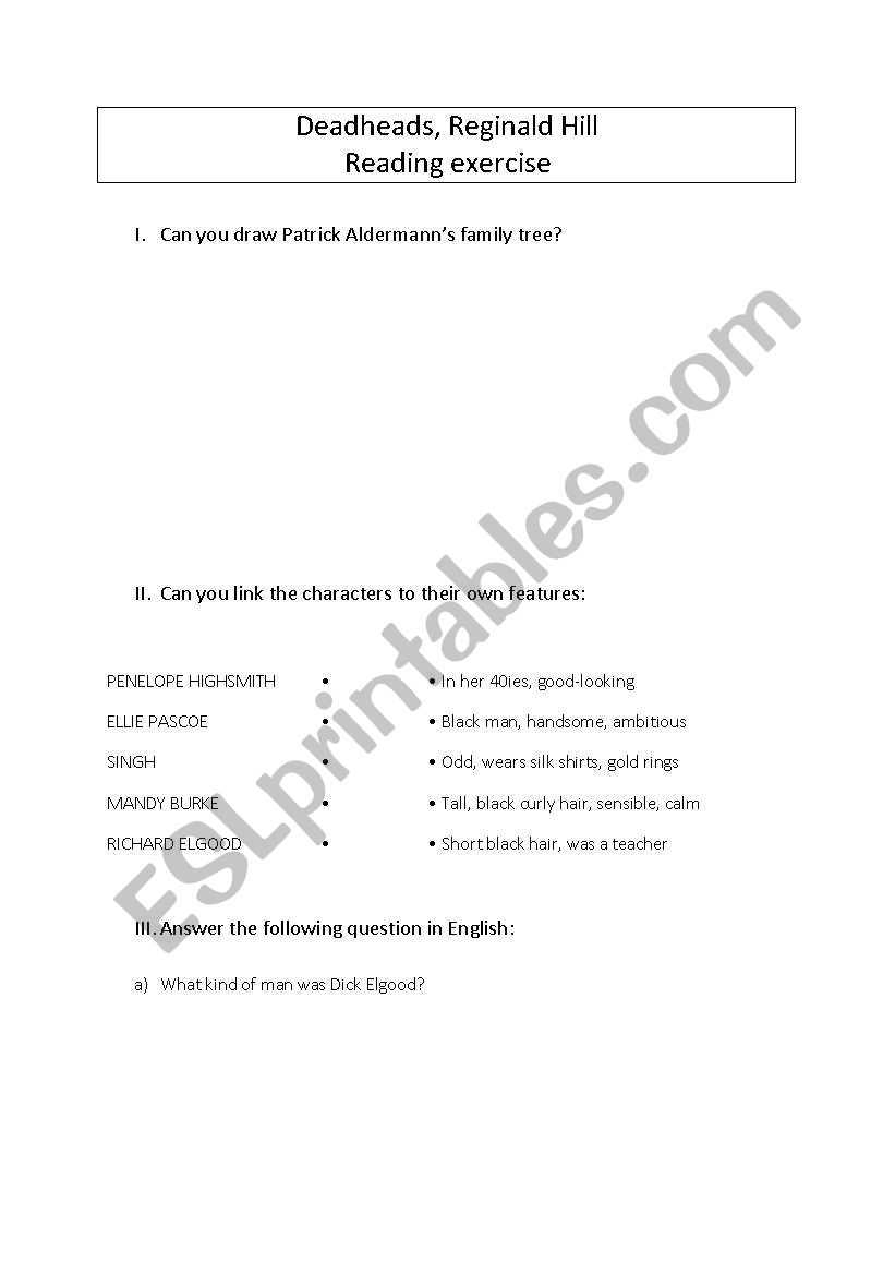 Deadheads worksheet