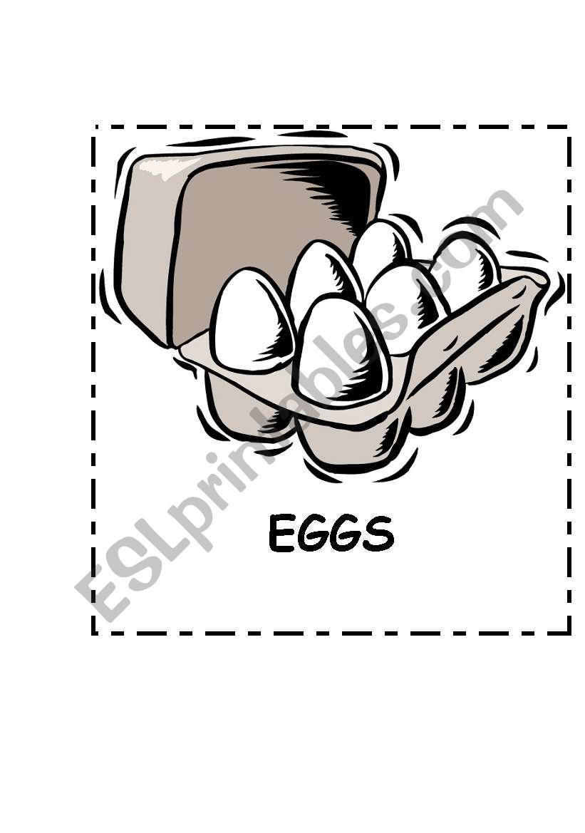 Food flashcards. 7 flashcards:eggs,green pepper,ice-cream, hotdog, sandwich,cheese, and cake