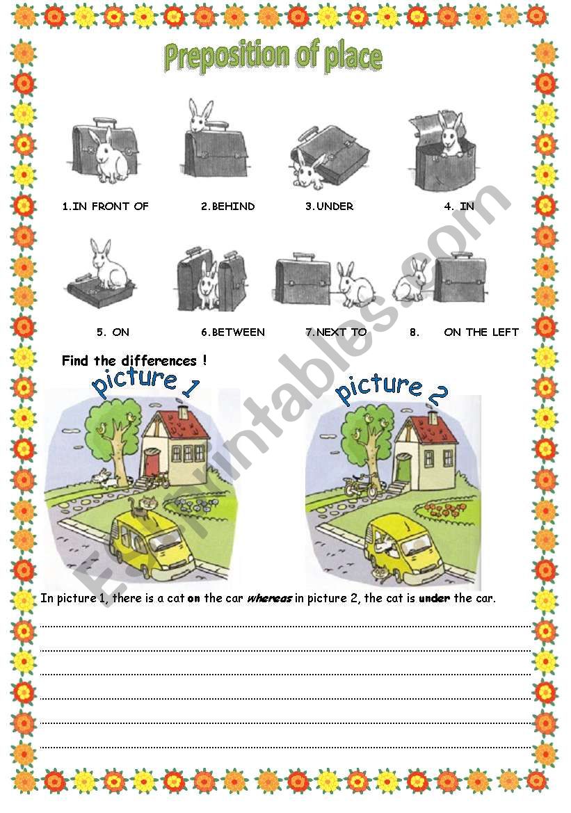 Preposition of place worksheet