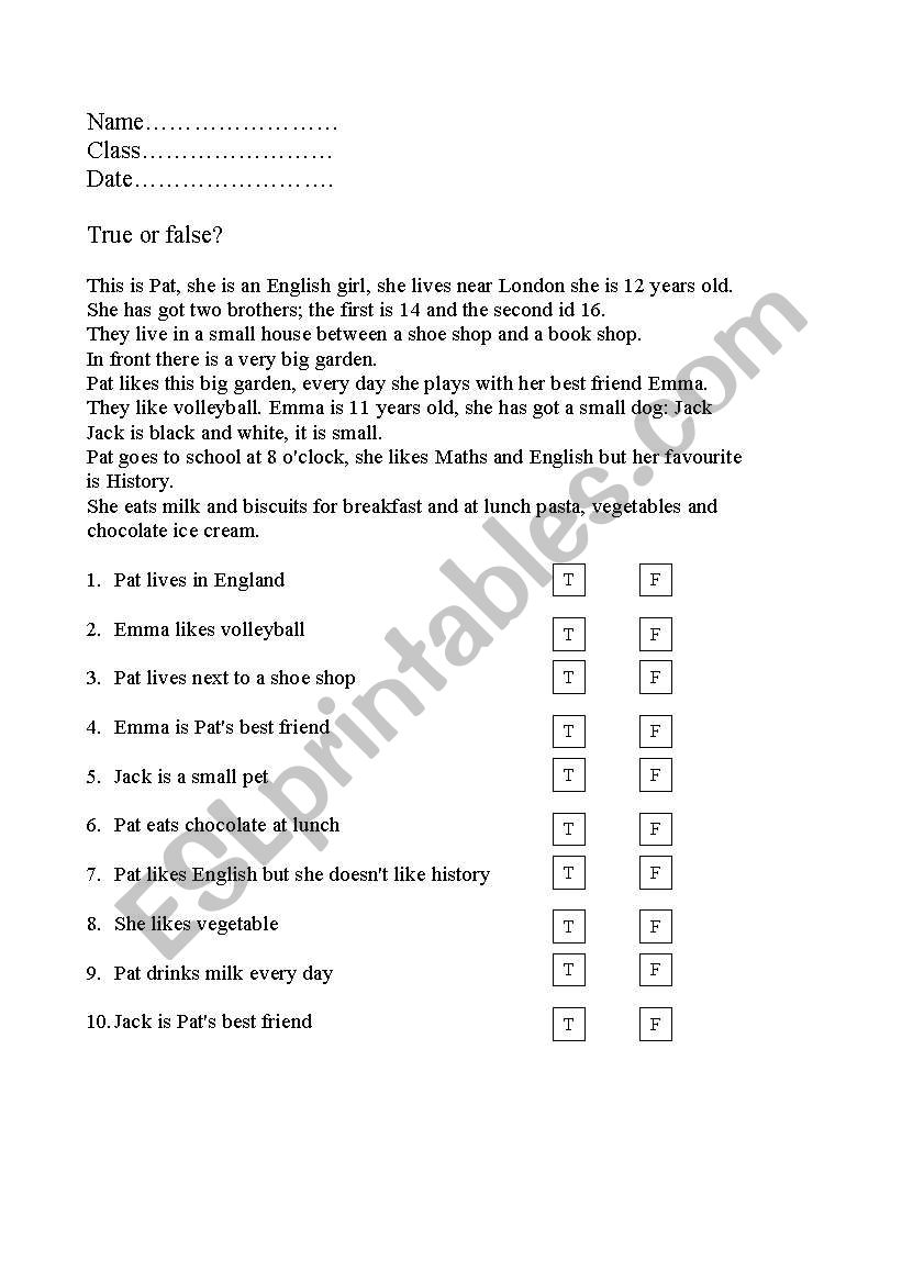 read and understand worksheet
