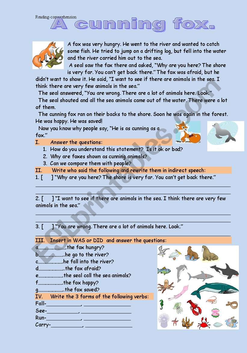 A cunning fox. Reading-comprehension - ESL worksheet by nurikzhan