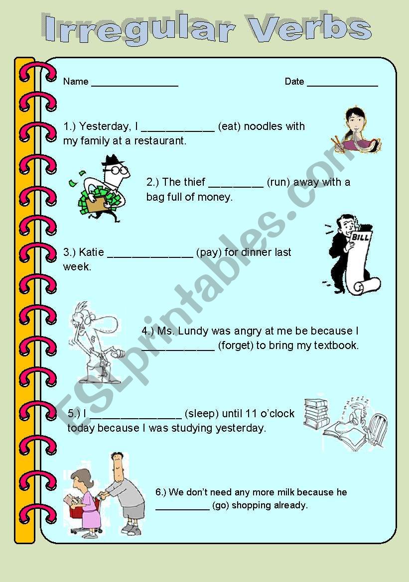 Irregular Verbs worksheet