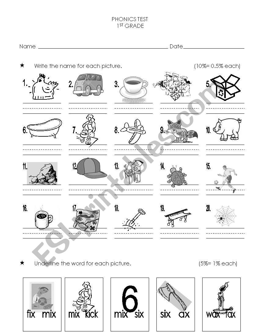 short vowels sound test worksheet