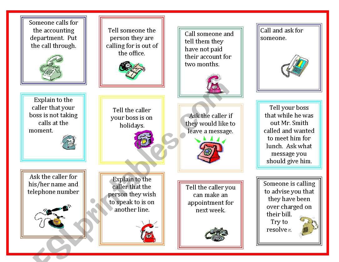 Telephoning ESL Role-Plays Activities Worksheets Games