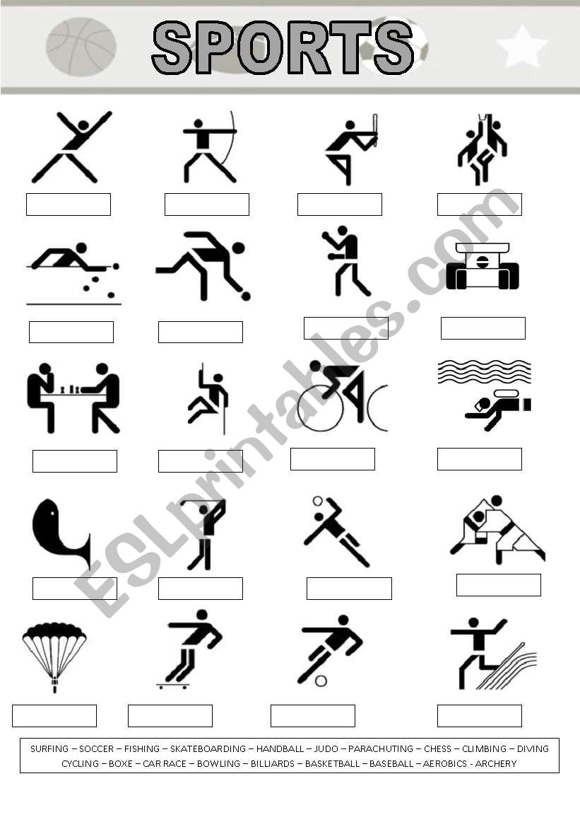 Sports matching activity worksheet