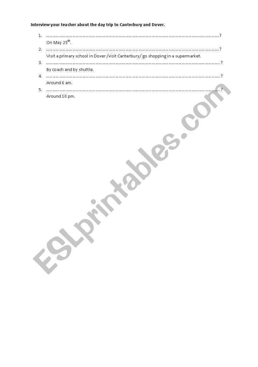 BE GOING INTERVIEW worksheet