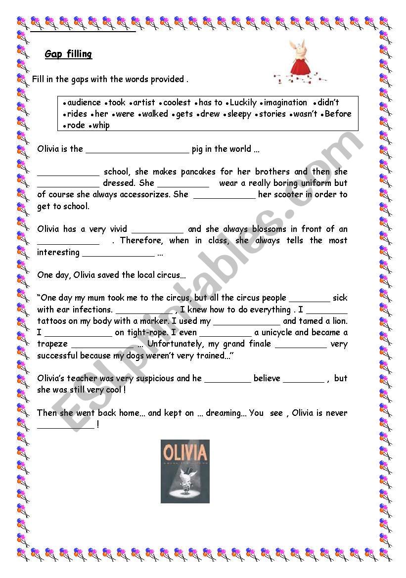 OLIVIA SAVES THE CIRCUS worksheet