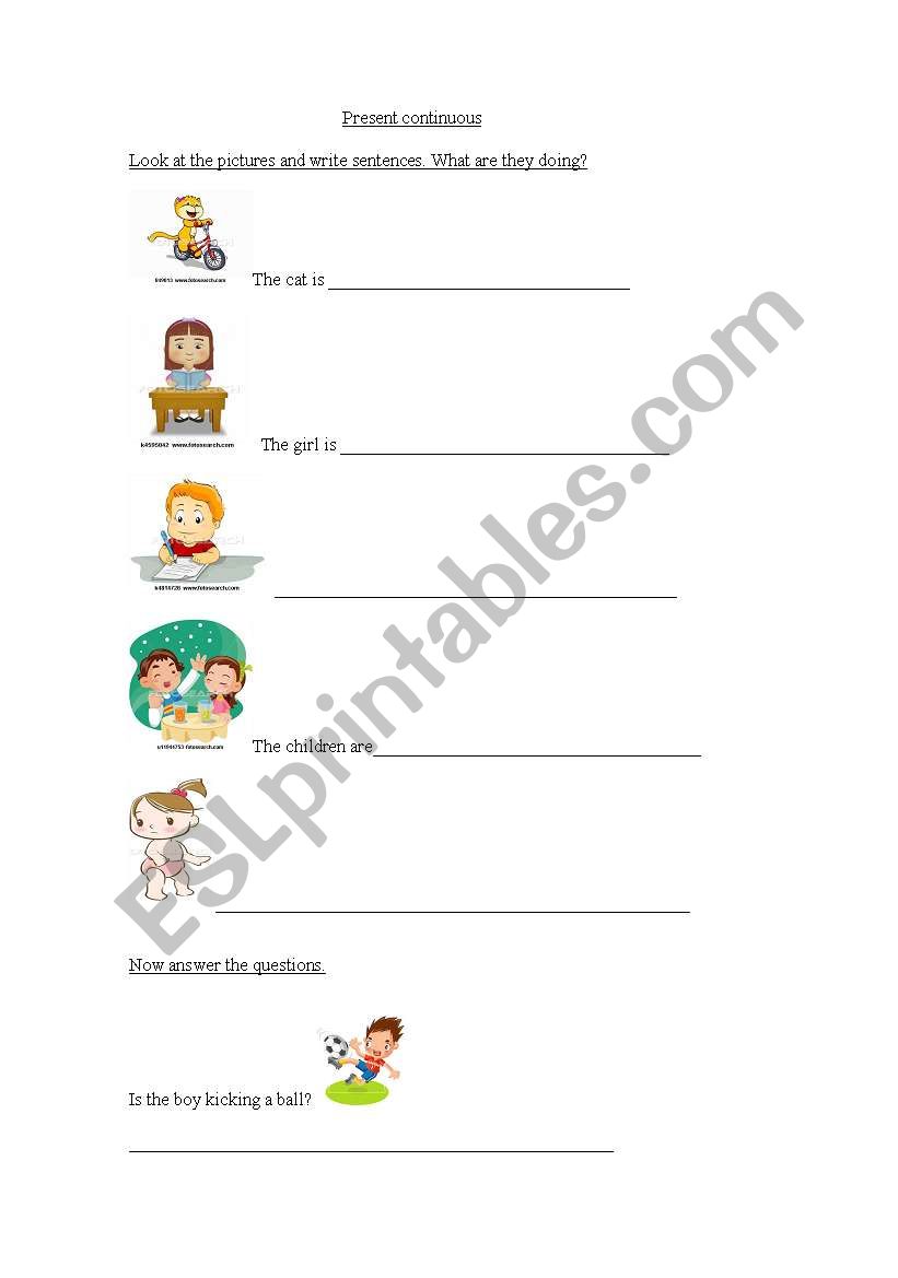 Present Continuous worksheet