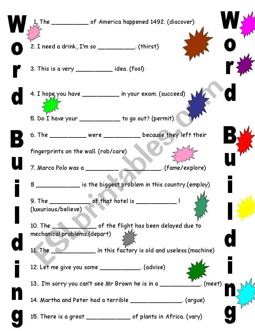 Word Building worksheet