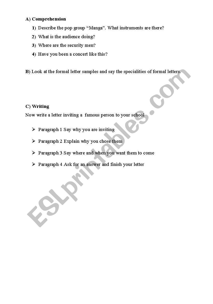 MANGA worksheet