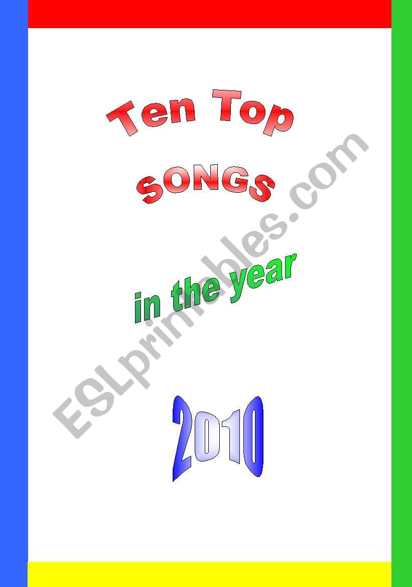 Ten Top Songs in 2010 worksheet