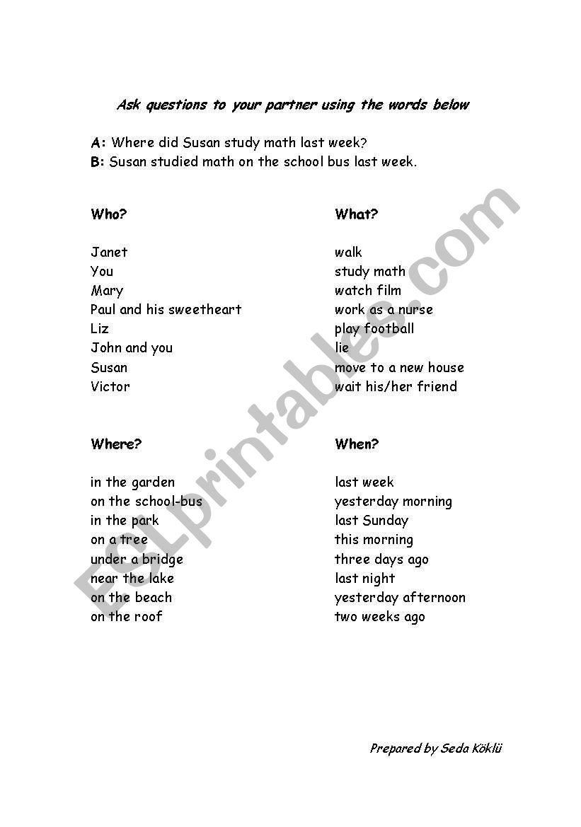 Talking of Past Events worksheet