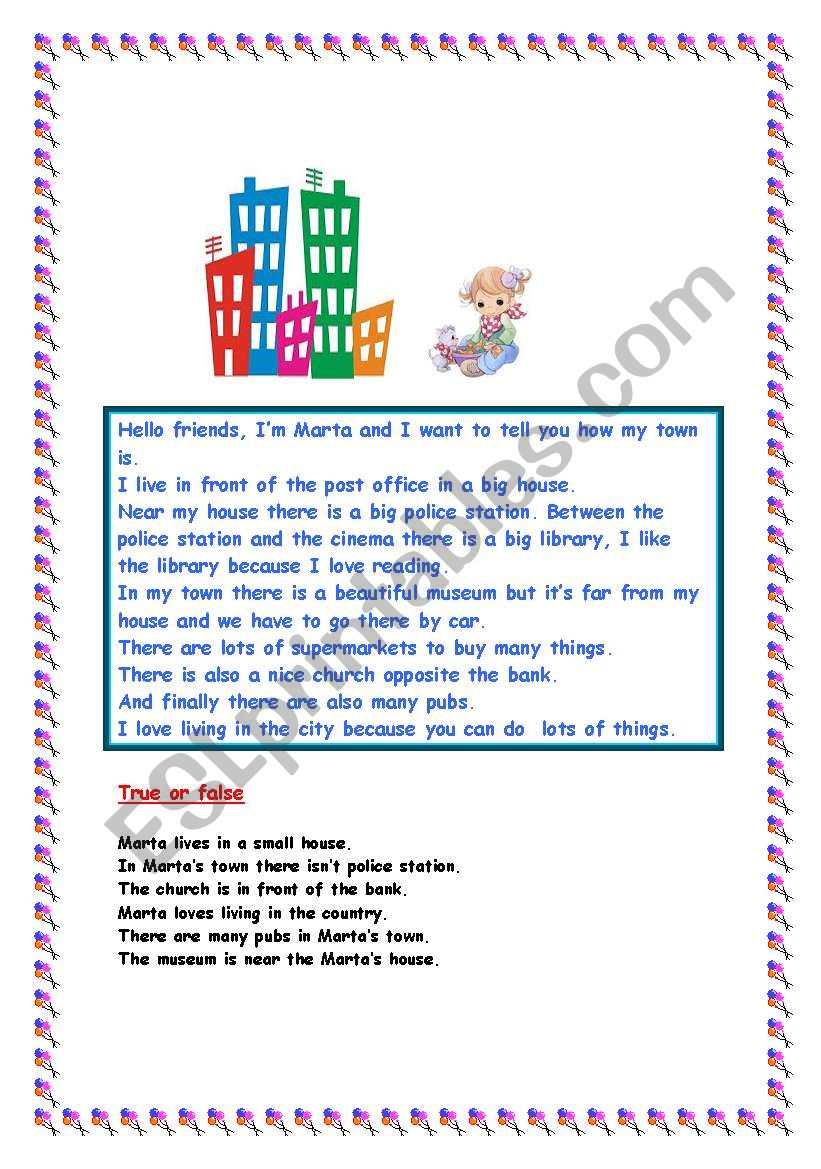 Martas town worksheet