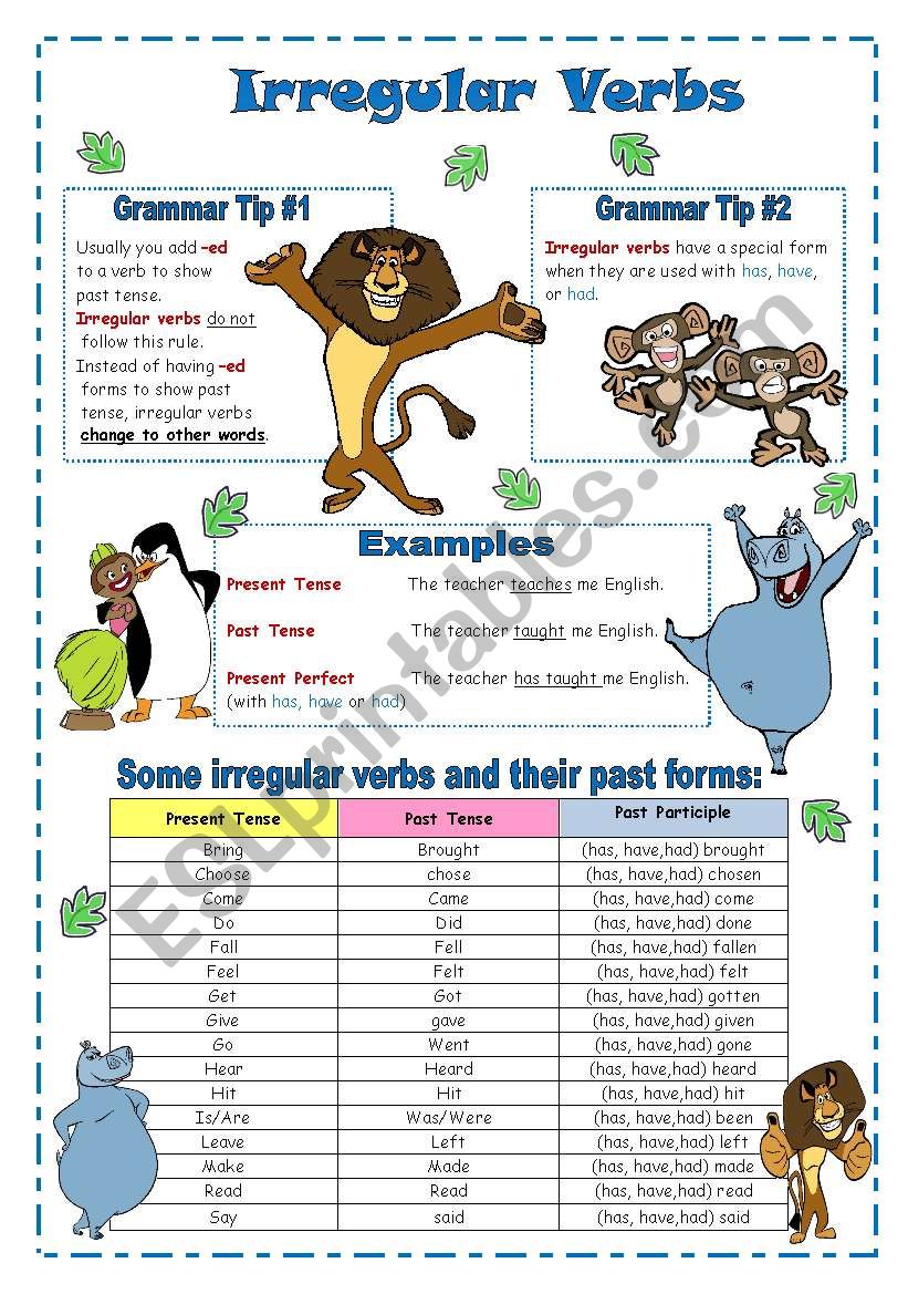 Irregular Verbs worksheet