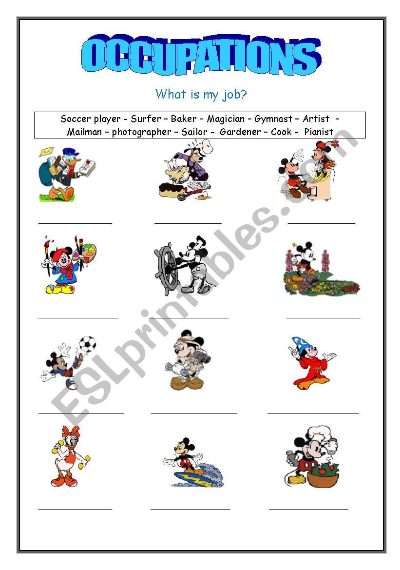 Occupations worksheet