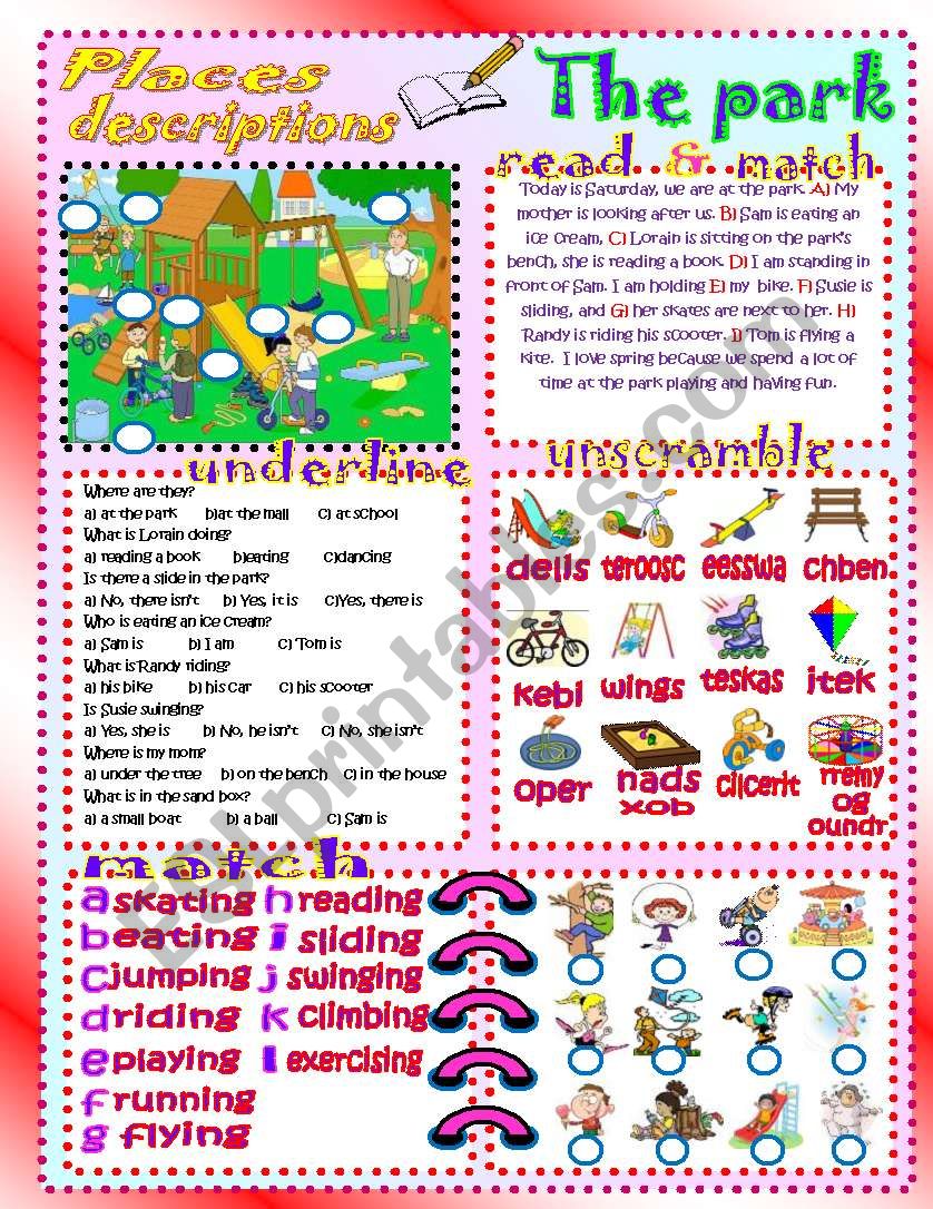 the park! worksheet